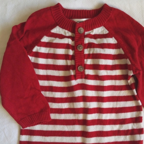 cherokee red & white striped cotton knit sweater jumpsuit 9 months baby unisex - Picture 2 of 6